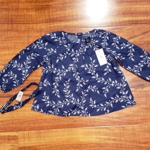 GAP Baby NWT 18-24 months blue and purple floral print blouse with headband